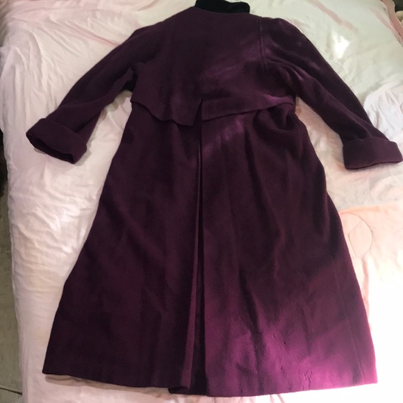 Vintage Long Purple Wool Coat with Pockets - Picture 6 of 16